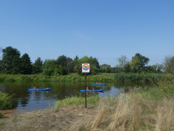 Oznakowanie niebezpiecznych miejsc nad rzekami w PKMWiW, 